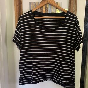 Everlane Black and White Striped Short Sleeve Tee